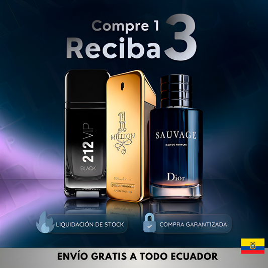 KIT TRIO DE LUJO - 212 VIP BLACK + SAUVAGE + ONE MILLION
