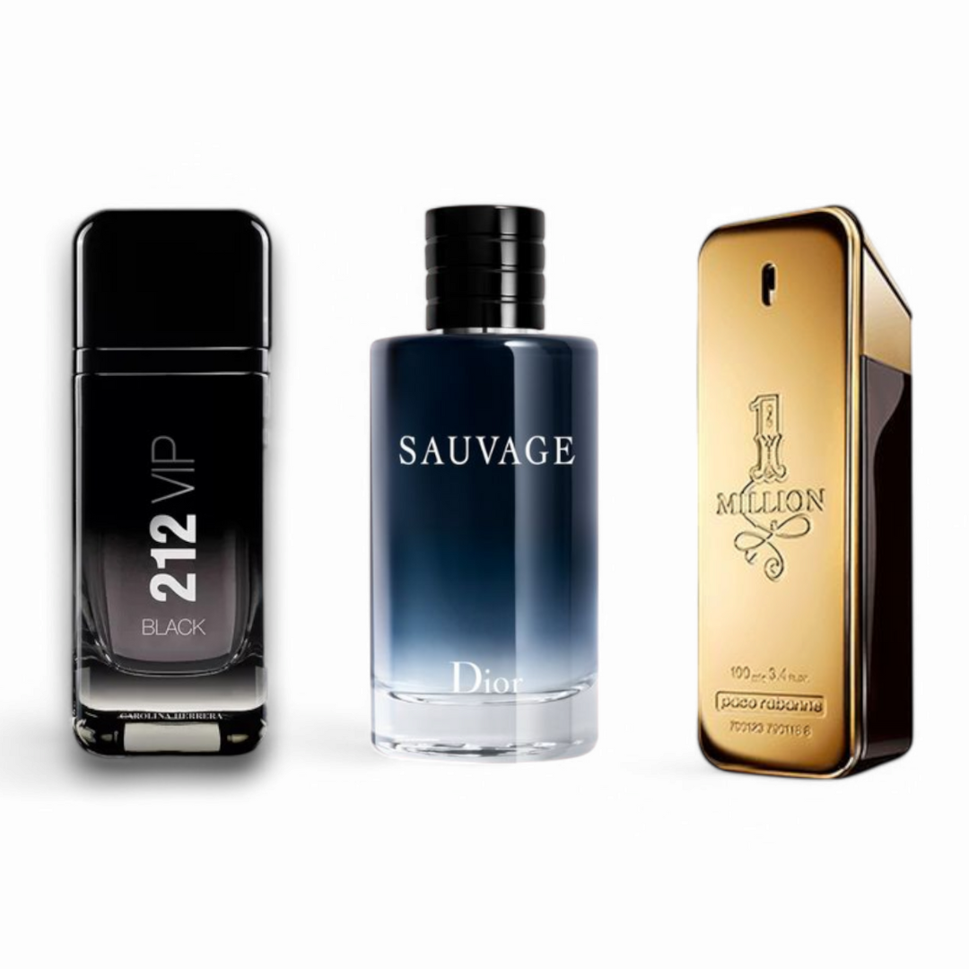 KIT TRIO DE LUJO - 212 VIP BLACK + SAUVAGE + ONE MILLION